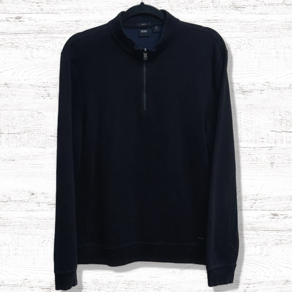 Hugo Boss Men’s Black 1/4 Zip Pullover Slim Fit Size XL